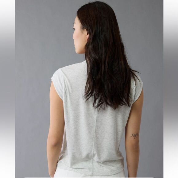 AE XL Light Heather Gray Ribbed Soft Crewneck Cap Short Sleeve Sexy Muscle Tee - Picture 2 of 12